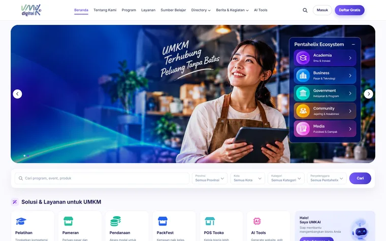 Halaman utama UMK Digital